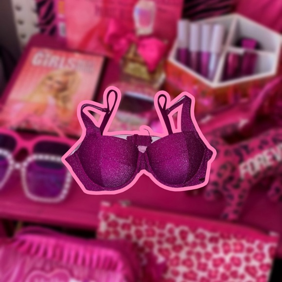 Victorias Secret/PINK Hot Pink Sparkly Two Piece Bikini - Picture 2 of 4